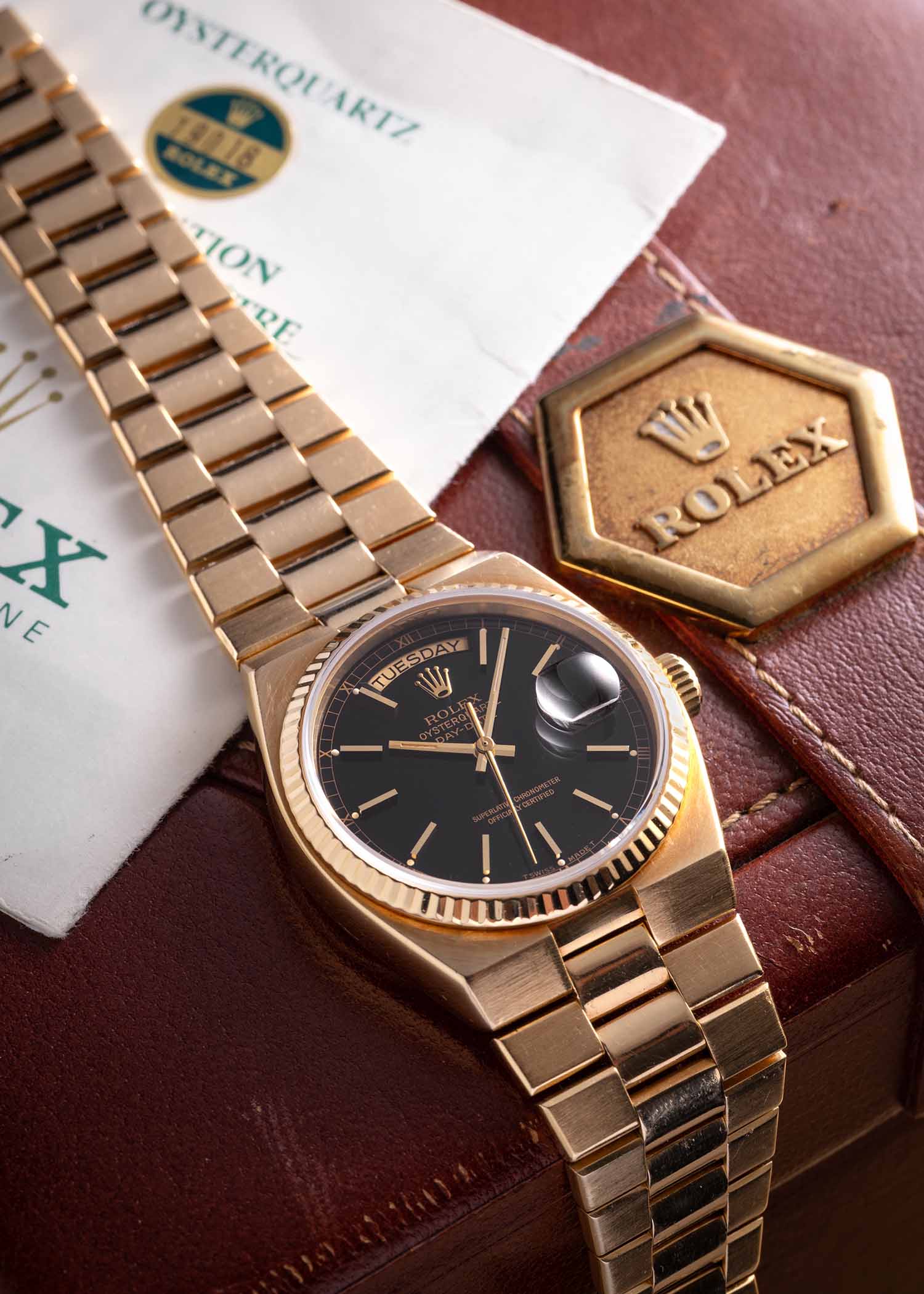 Rolex OysterQuartz Day-Date Yellow Gold 19018 for sale